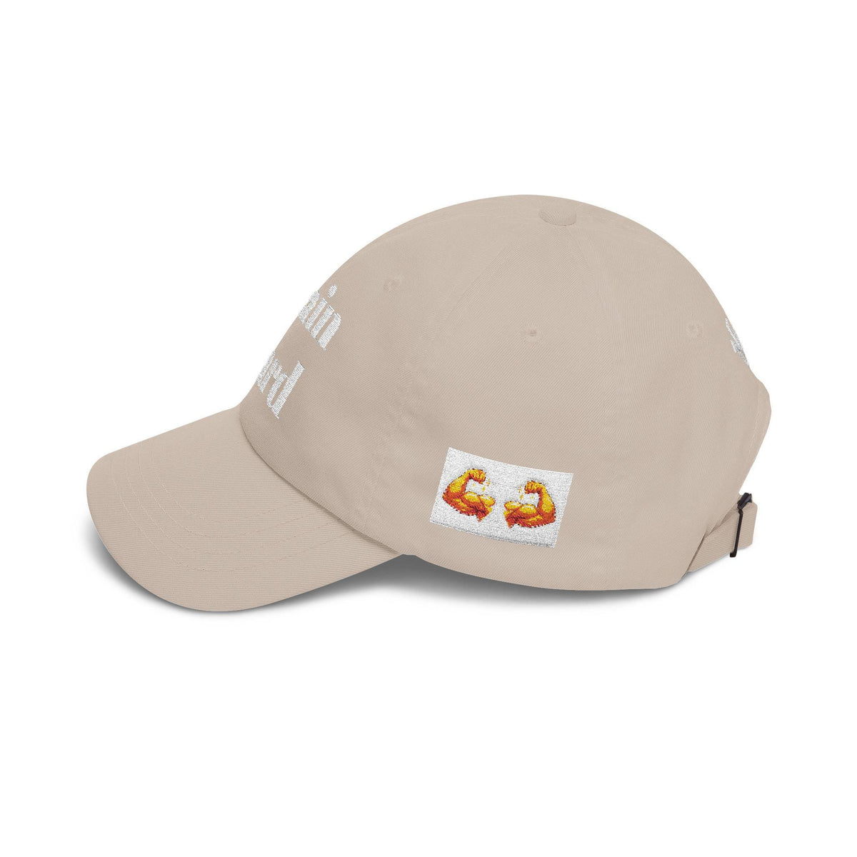 Train Hard cap | Embroidered Beige Classic Dad Cap, Move back script