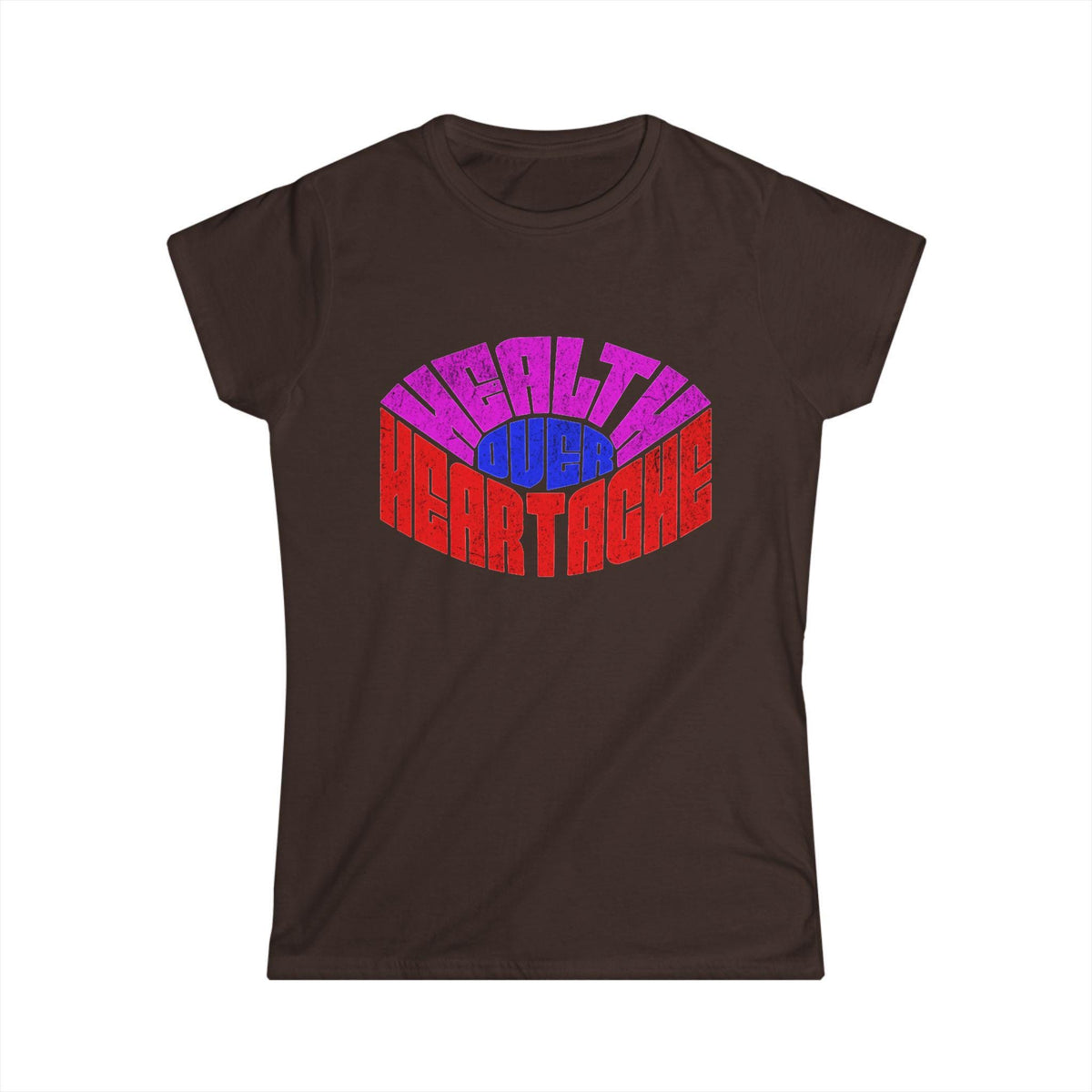 Healthy Over Heartache Tee | Retro Typography, Self Care Message
