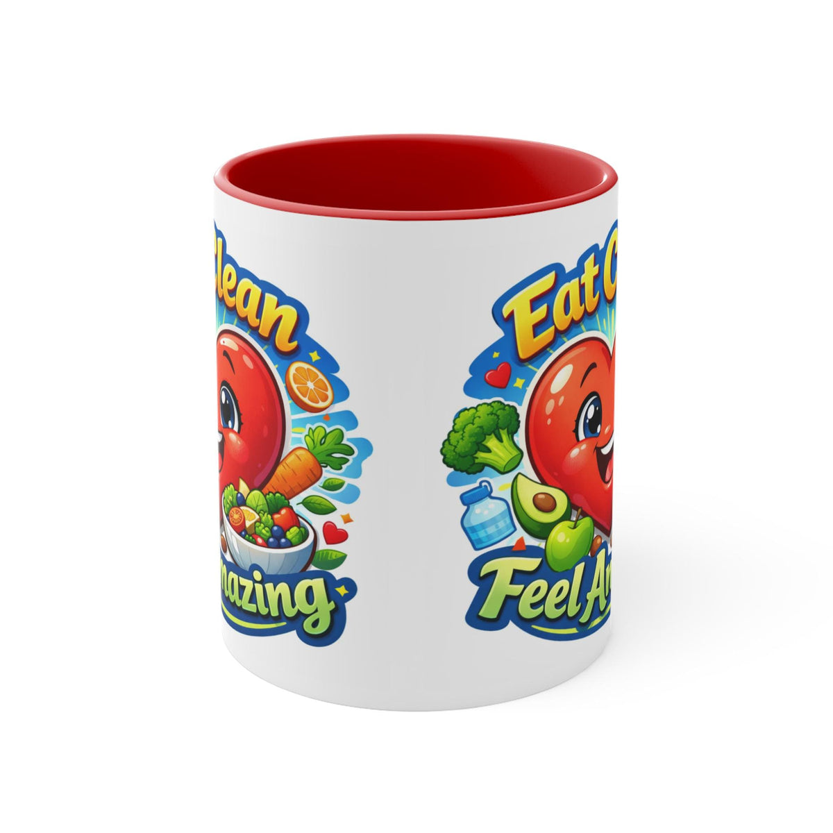 Eat Clean Feel Amazing mug | Heart Veggie Nutrition Coffee Cup
