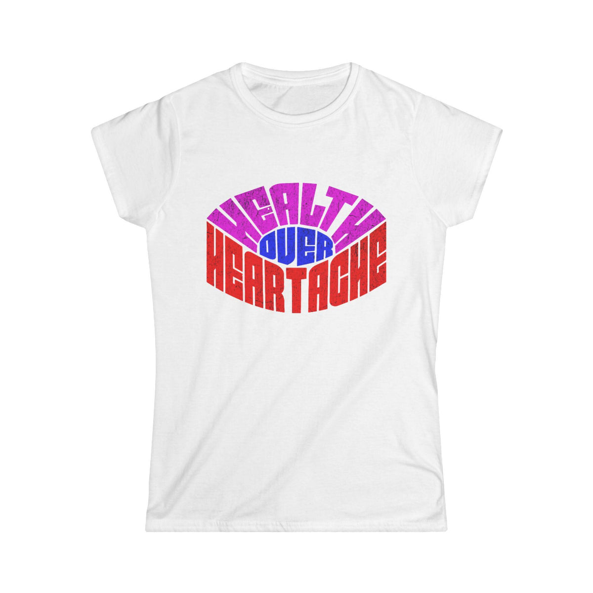 Healthy Over Heartache Tee | Retro Typography, Self Care Message