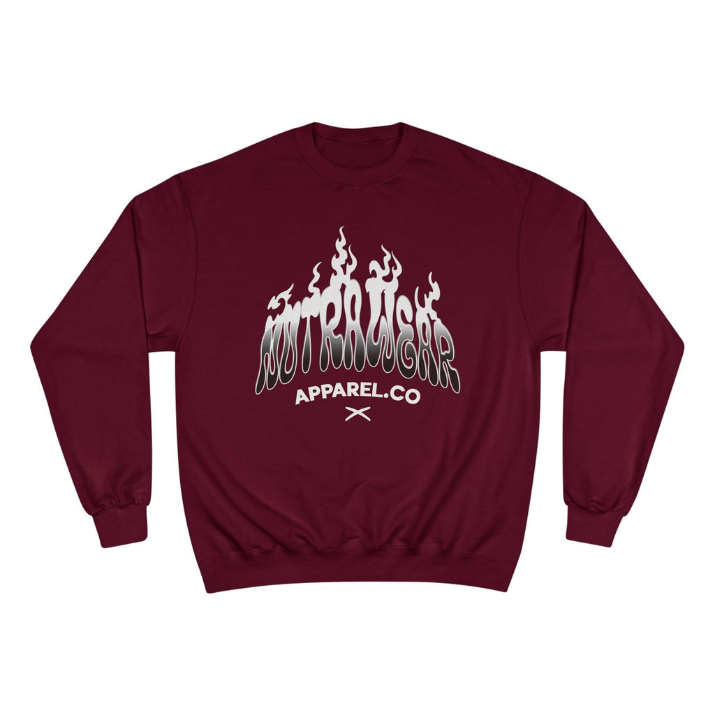Lost Passenger Crewneck sweatshirt | Flame wave text graphic, white