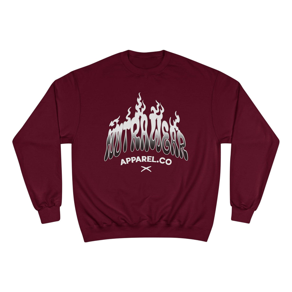 Lost Passenger Crewneck sweatshirt | Flame wave text graphic, white