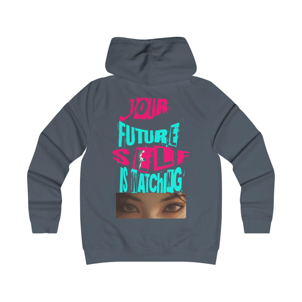 Your Future Self Is Watching Hoodie | Neon Typography, Eyes Graphic