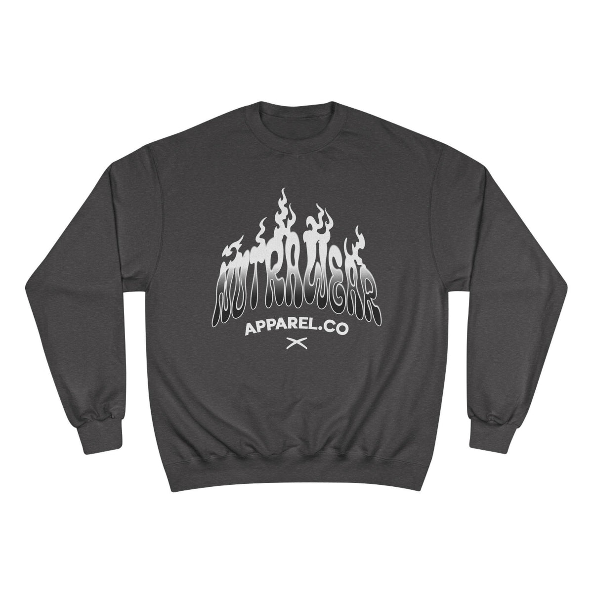 Lost Passenger Crewneck sweatshirt | Flame wave text graphic, white