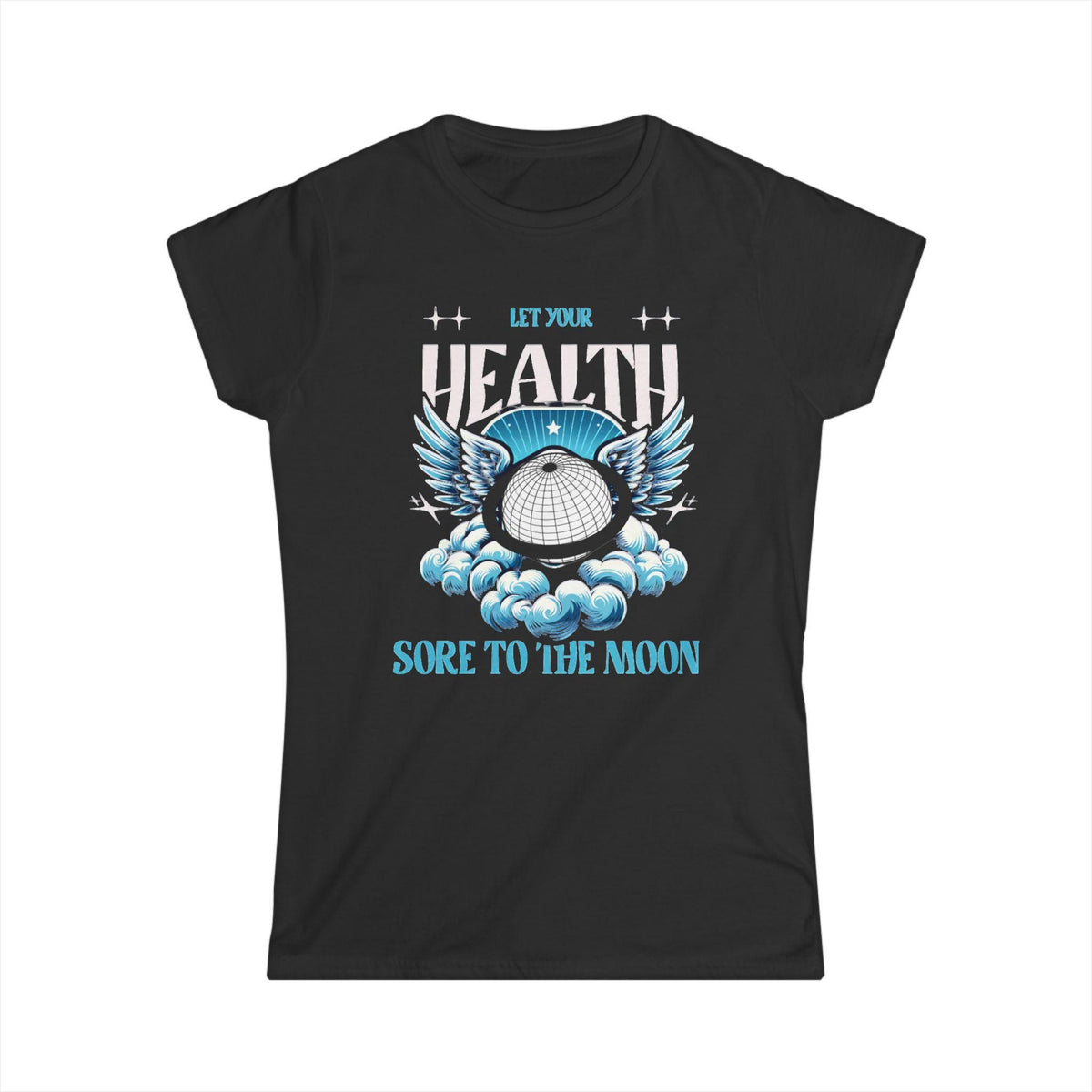 Winged Moon Globe Soar to the Moon Tee | Space Sky Clouds