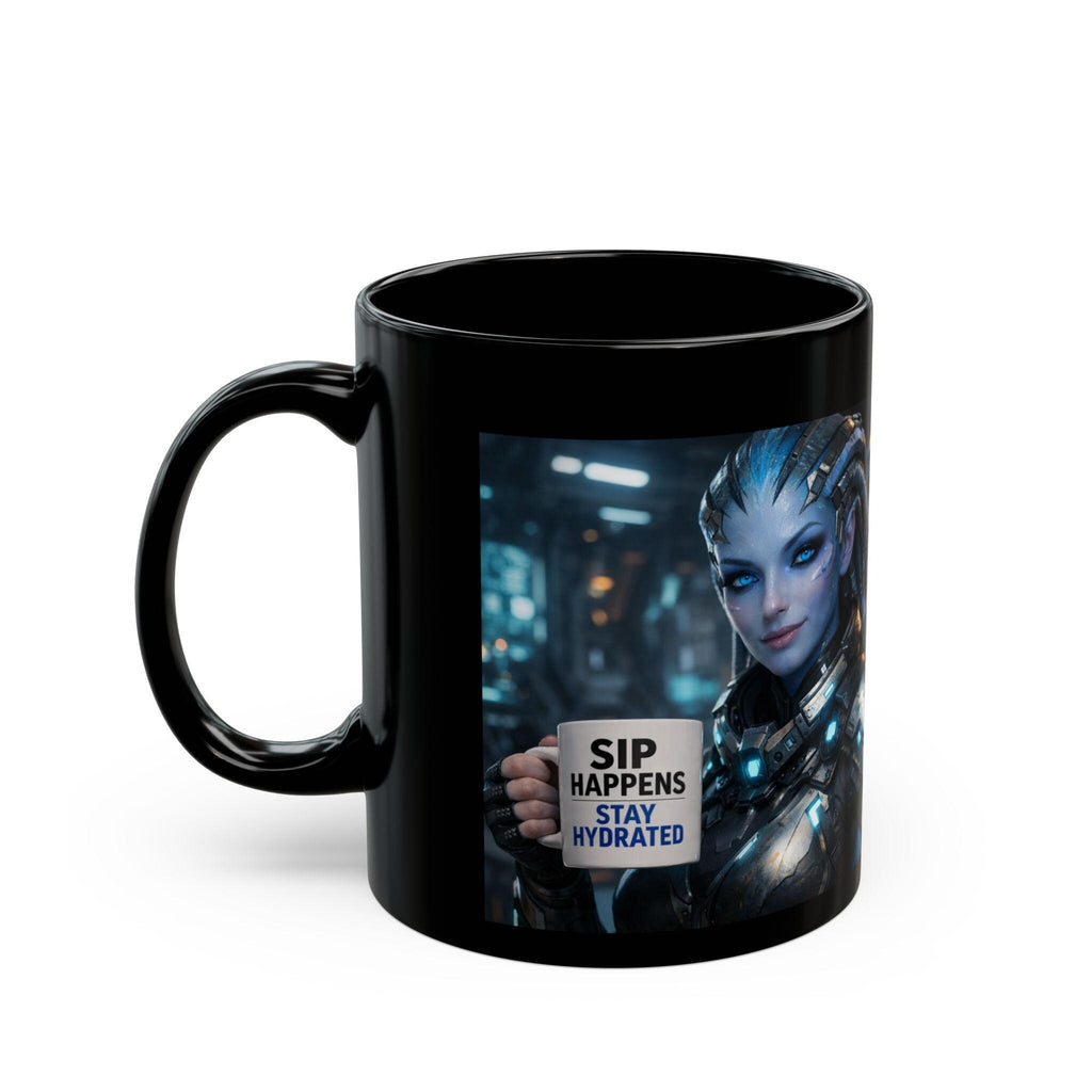 Sip Happens Stay Hydrated Mug | Black Ceramic Coffee Cup