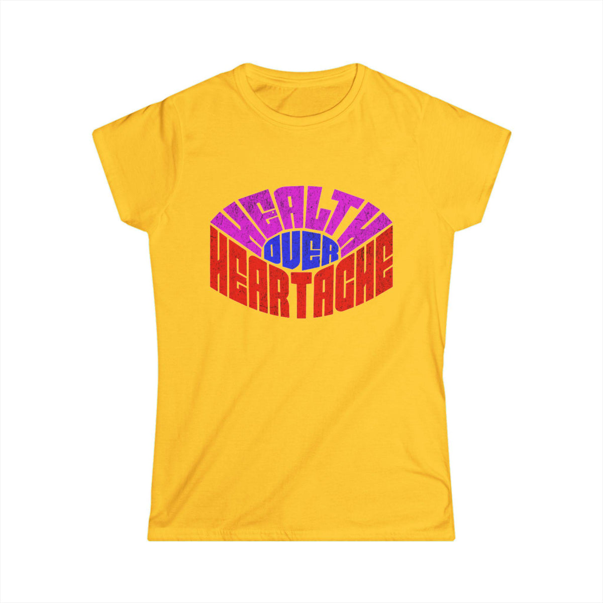 Healthy Over Heartache Tee | Retro Typography, Self Care Message