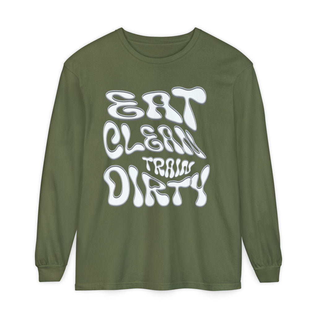 Eat Clean Train Dirty Sweat Shirt | Fitness Workout Gym Tee