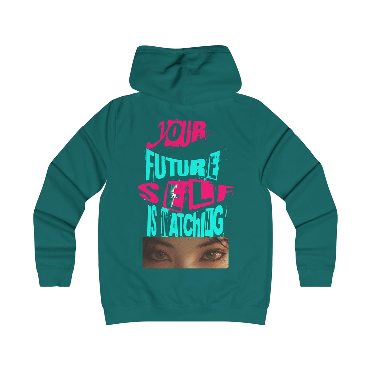 Your Future Self Is Watching Hoodie | Neon Typography, Eyes Graphic