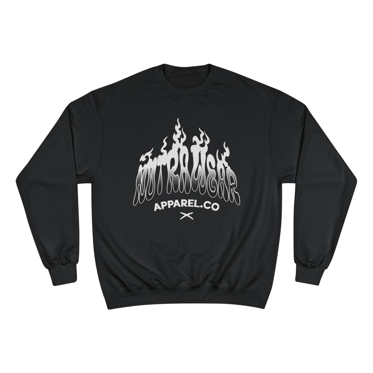 Lost Passenger Crewneck sweatshirt | Flame wave text graphic, white