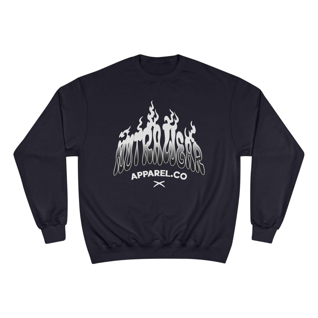 Lost Passenger Crewneck sweatshirt | Flame wave text graphic, white