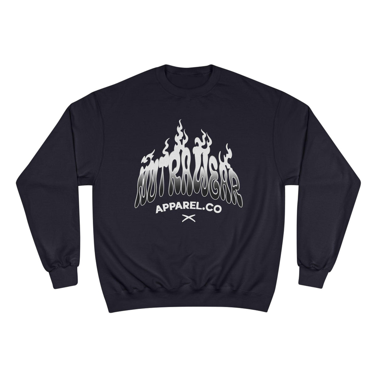 Lost Passenger Crewneck sweatshirt | Flame wave text graphic, white