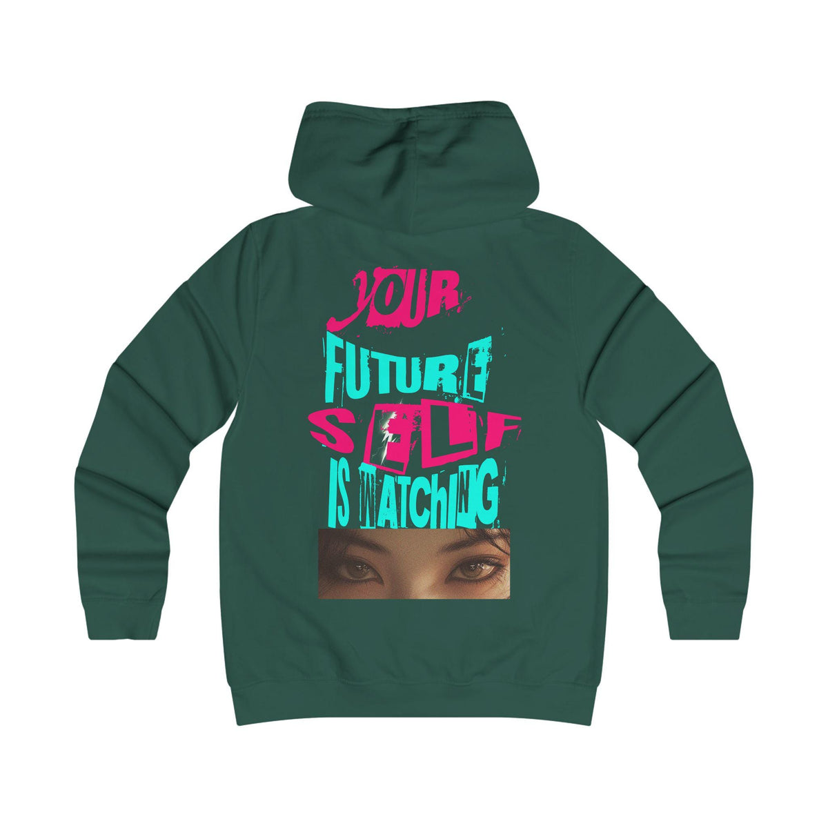 Your Future Self Is Watching Hoodie | Neon Typography, Eyes Graphic