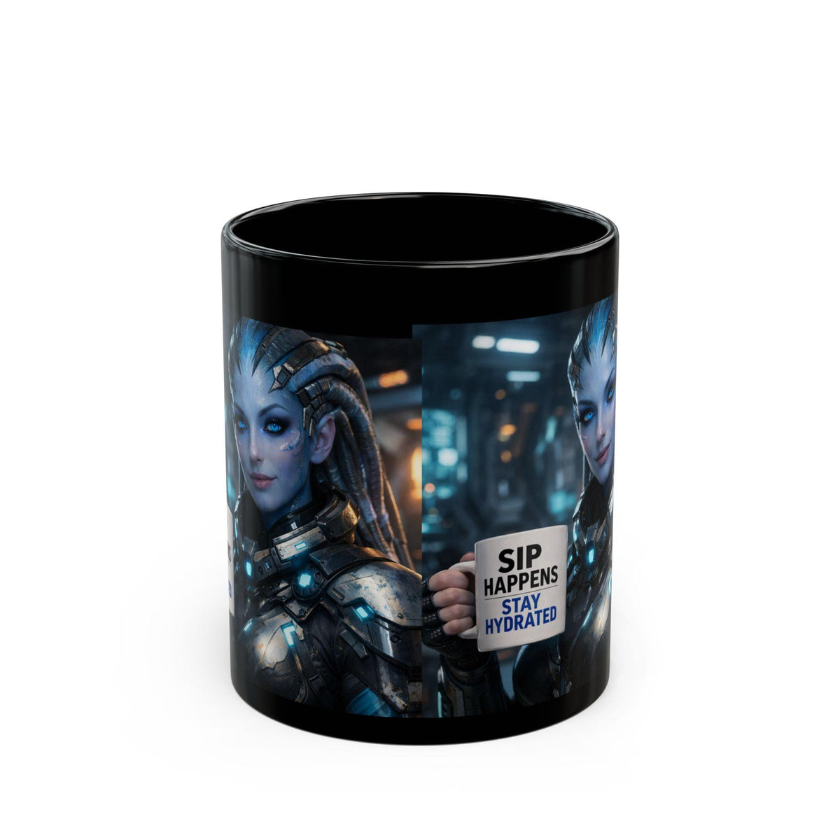 Sip Happens Stay Hydrated Mug | Black Ceramic Coffee Cup