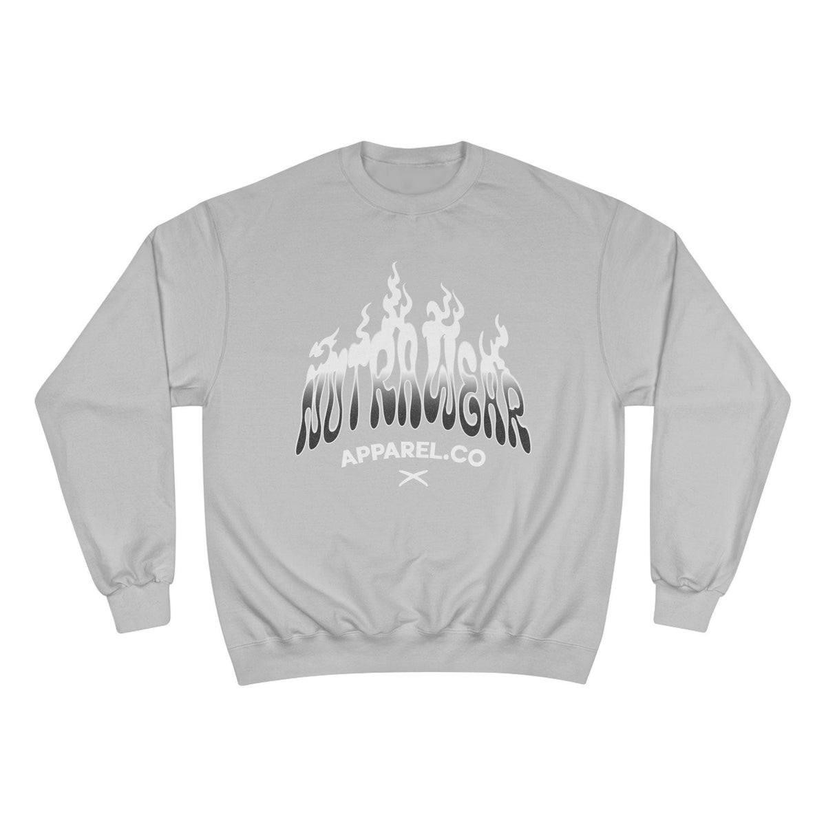 Lost Passenger Crewneck sweatshirt | Flame wave text graphic, white
