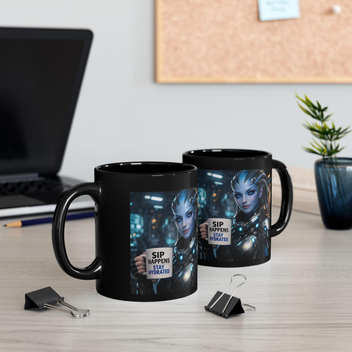 Sip Happens Stay Hydrated Mug | Black Ceramic Coffee Cup