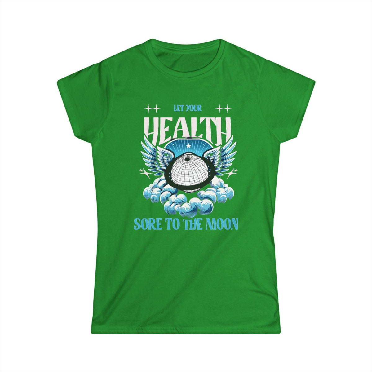 Winged Moon Globe Soar to the Moon Tee | Space Sky Clouds