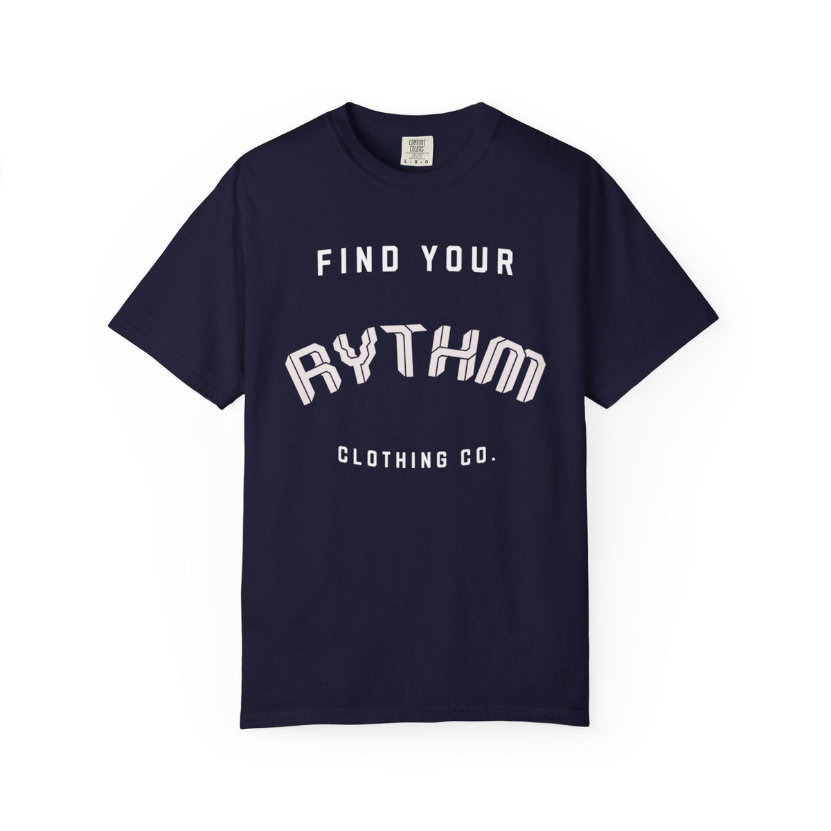 Find Your Rhythm graphic T-shirt | vintage script logo, charcoal garment-dyed
