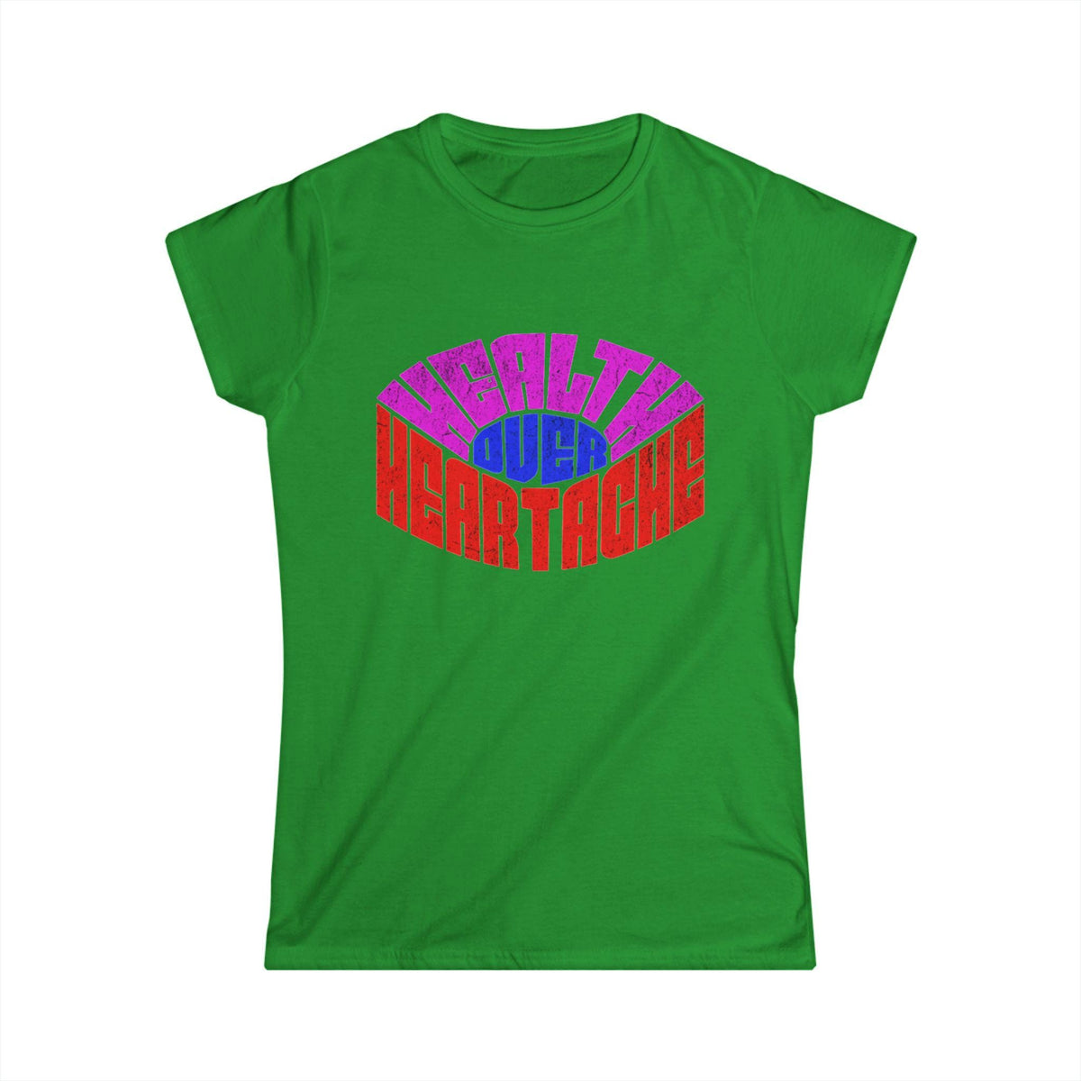 Healthy Over Heartache Tee | Retro Typography, Self Care Message